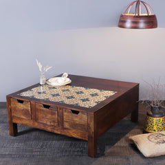 Kolam handpainted Solid Wood Coffee Table