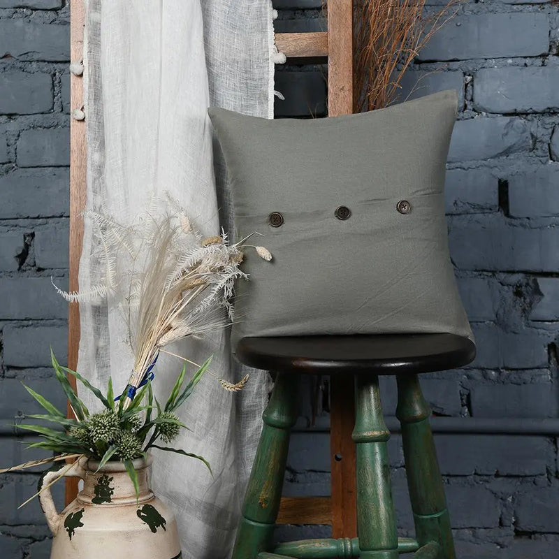 Khaki Green Cotton Cushion Cover