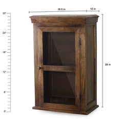 Alba Solid Wood Wall Shelf with Glass Door