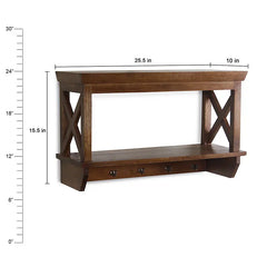 Alonza Solid Wood Wall Shelf with hooks