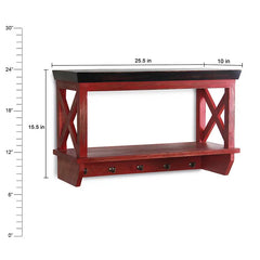 Solid Wood Vintage Red Bathroom Shelves - Fabuliv