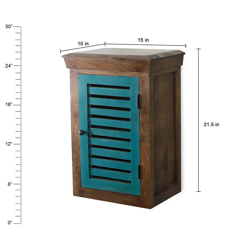 Solid Wood Vintage Blue Bath Cabinet - Fabuliv
