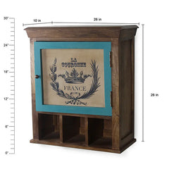 Alfredo Solid Wood Natural & Vintage Green Wall Shelf in 2 Sizes - Fabuliv