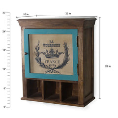 Alfredo Solid Wood Natural & Vintage Green Wall Shelf in 2 Sizes - Fabuliv