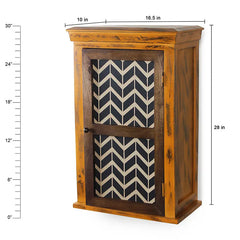 Alba Solid Wood Distress yellow Hand Painted Wall Shelf - Fabuliv