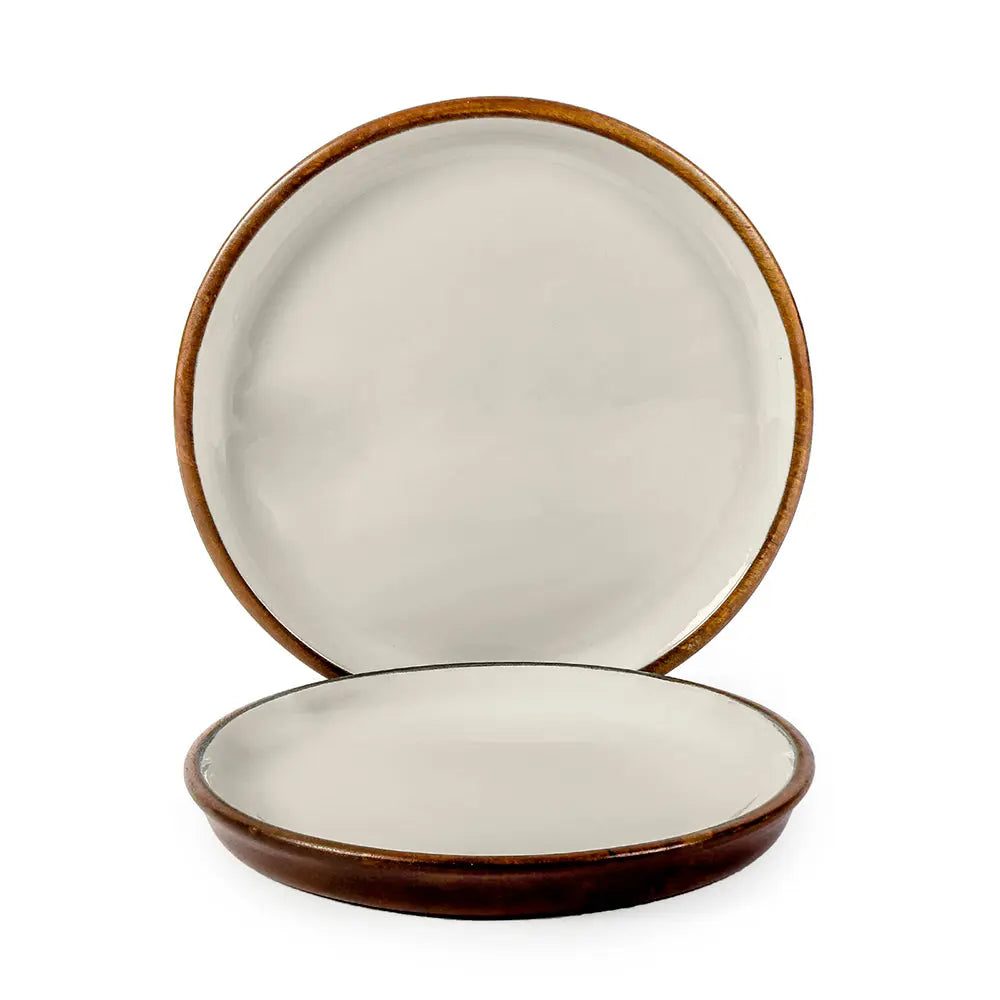 Ivory Wooden Serving Plates set of 2