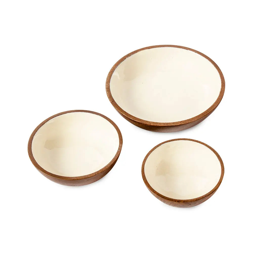 Ivory Wooden Serving Bowls in 3 Sizes