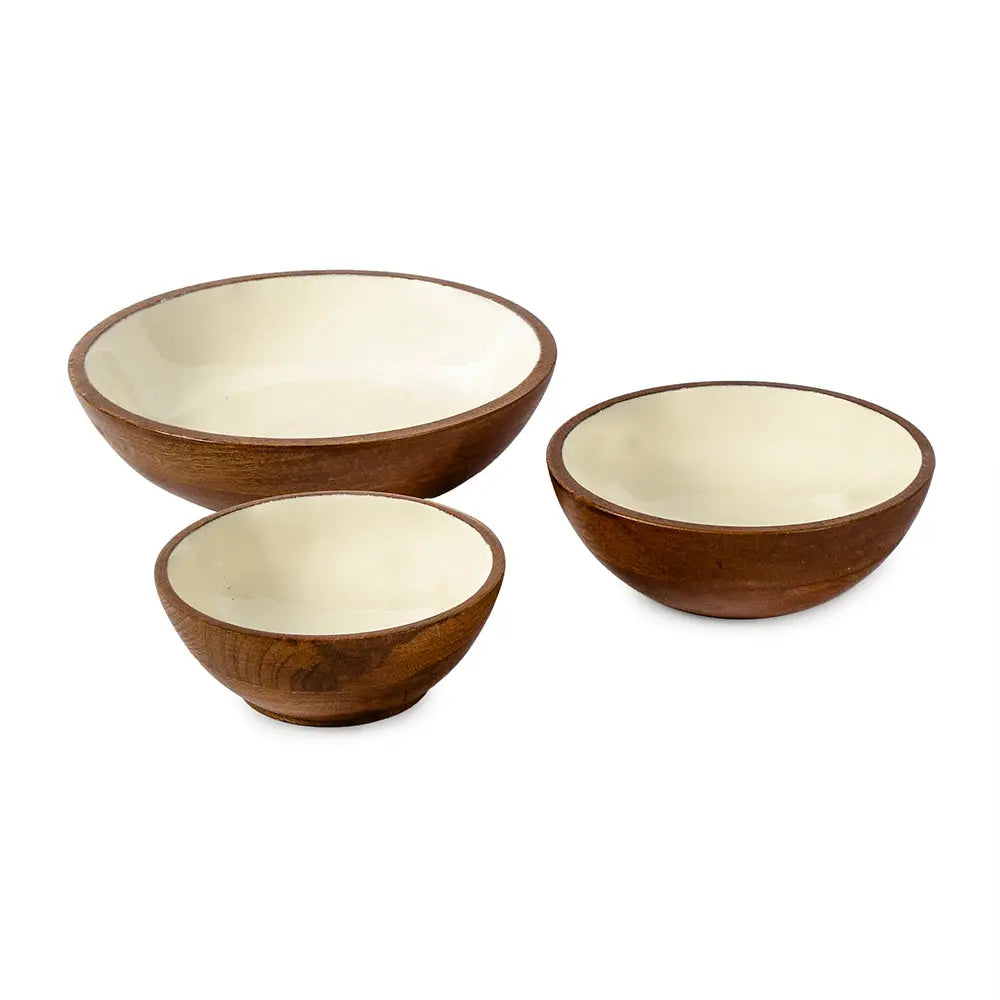 Ivory Wooden Serving Bowls in 3 Sizes