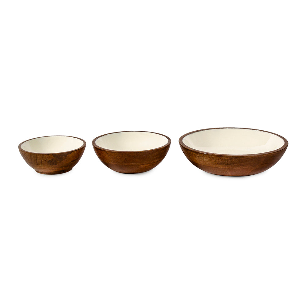 Ivory Wooden Serving Bowls in 3 Sizes