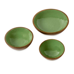 Olive Green Wooden Serving Bowl in 3 Sizes