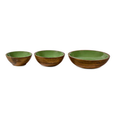 Olive Green Wooden Serving Bowl in 3 Sizes