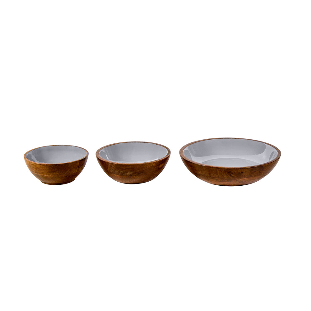 Elephant Grey Wooden Serving Bowls in 3 Sizes