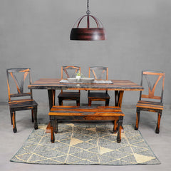Mathis Solid Wood Six Seater Dining Set