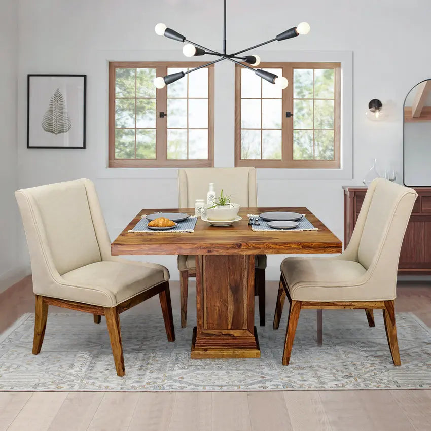 Enrico Solid Wood Four Seater Dining Set