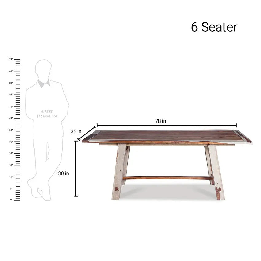 Paloma Solid Wood Six Seater Dining Table