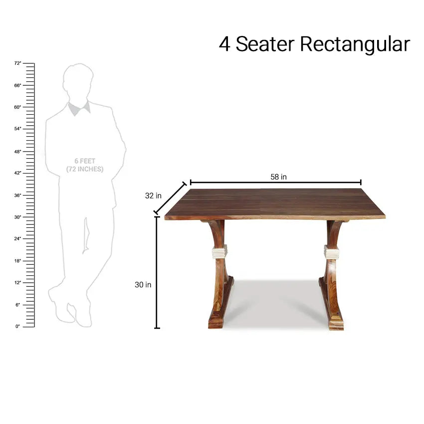Nicole Solid Wood Six Seater Dining Set