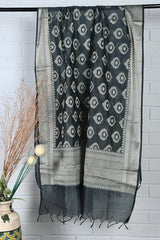Black-silver tissue silk dupatta - Fabuliv