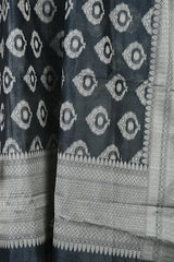Black-silver tissue silk dupatta - Fabuliv