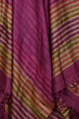 Dark magenta striped Tussar silk dupatta