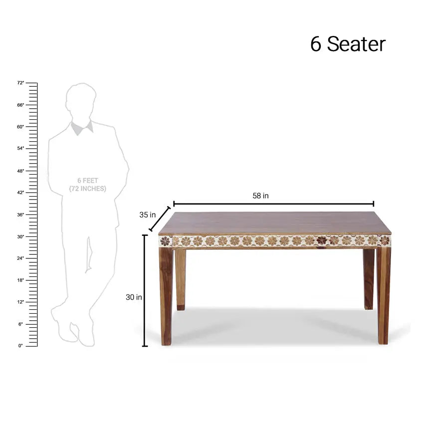 Odra Solid Wood Six Seater Dining Set