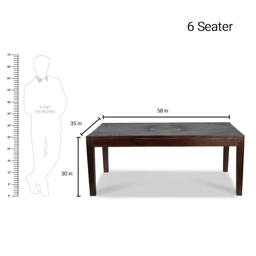 Raidon Solid Wood Six Seater Dining Table