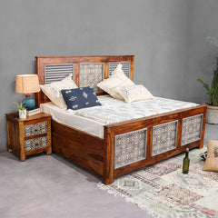 Felice Solid Wood Bed with Hand Painting