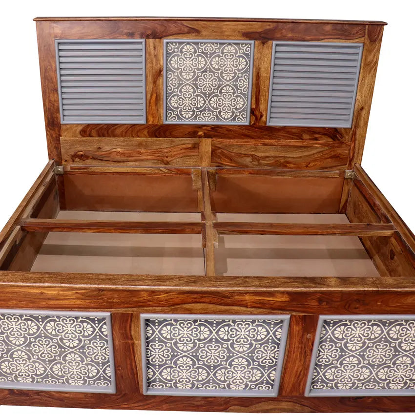 Felice Solid Wood Bed with Hand Painting