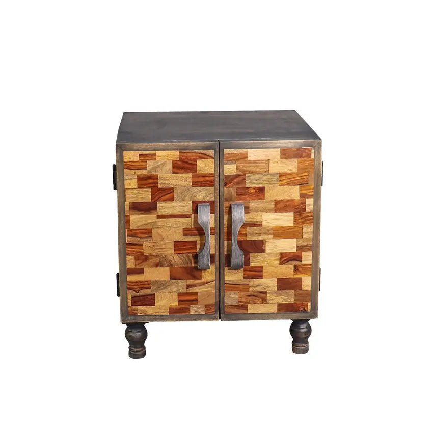 Frediano Solid Wood Bedside Table in Vintage Grey 