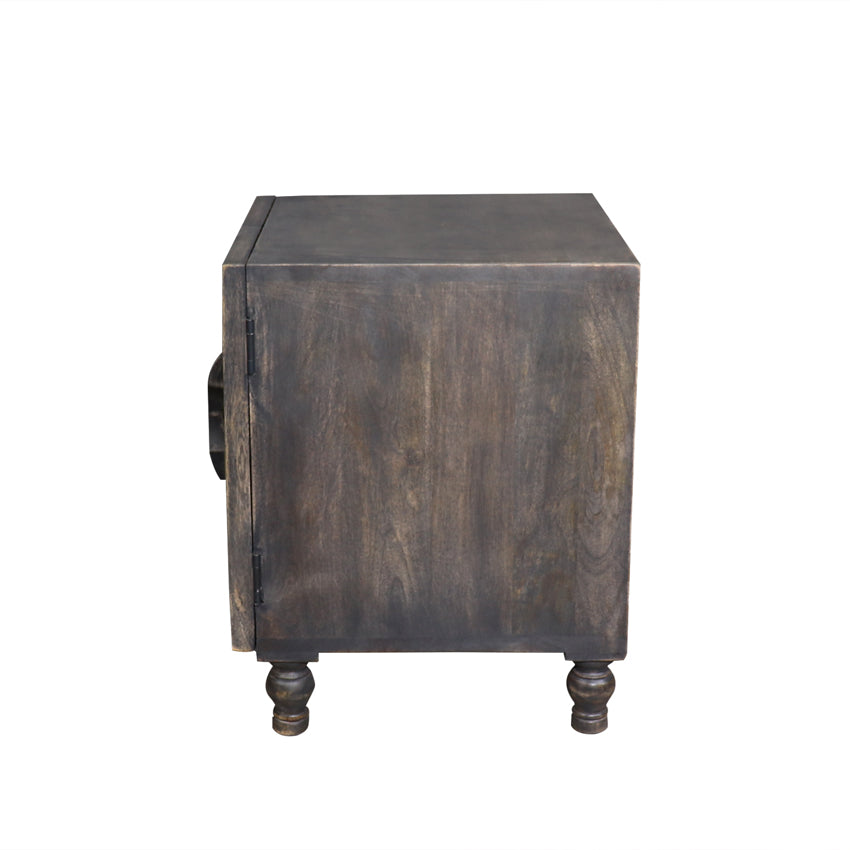 Frediano Solid Wood Bedside Table in Vintage Grey Finish