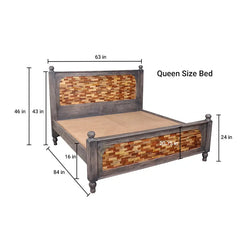 Frediano Solid Wood Bed in Vintage Grey Finish without Storage