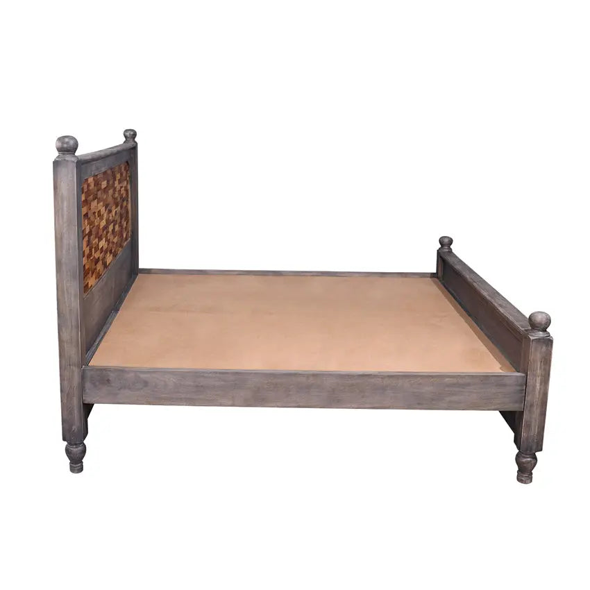 Frediano Solid Wood Bed in Vintage Grey Finish without Storage