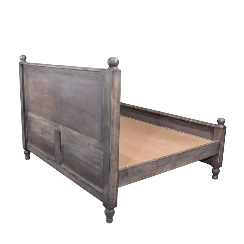 Frediano Solid Wood Bed in Vintage Grey Finish without Storage