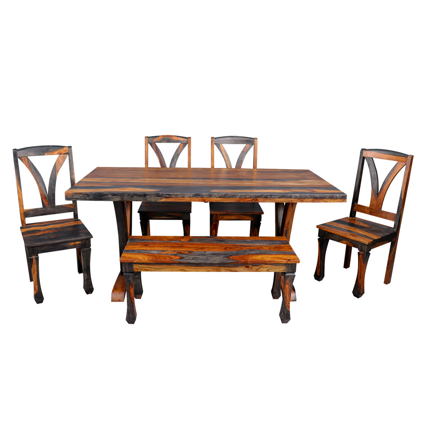 Mathis Solid Wood Six Seater Dining Set