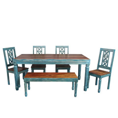 Oliver Rustic Blue Dining Set with Regular Size Table