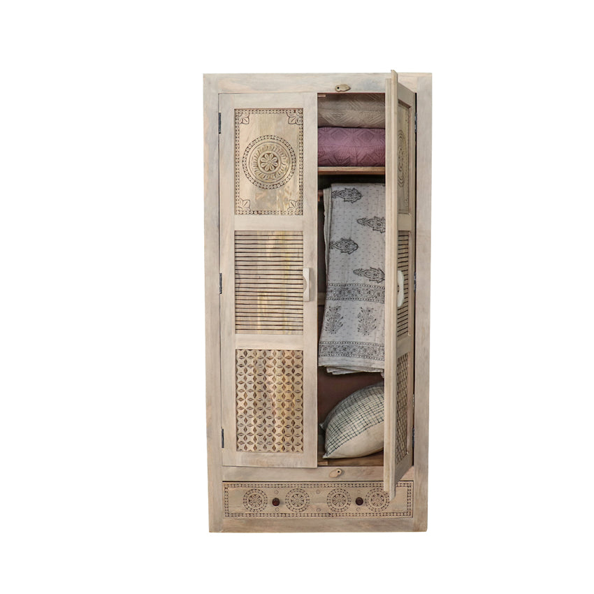 Dravidian Solid Wood Wardrobe - Fabuliv