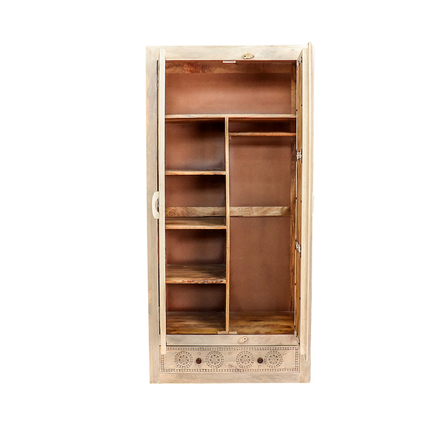 Dravidian Solid Wood Wardrobe - Fabuliv