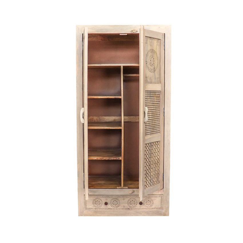 Dravidian Solid Wood Wardrobe - Fabuliv