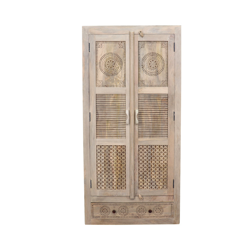 Dravidian Solid Wood Wardrobe - Fabuliv