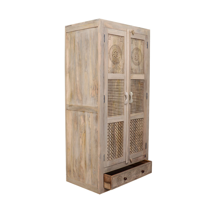 Dravidian Solid Wood Wardrobe - Fabuliv