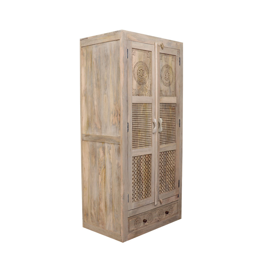 Dravidian Solid Wood Wardrobe - Fabuliv