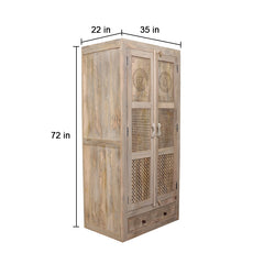 Dravidian Solid Wood Wardrobe - Fabuliv