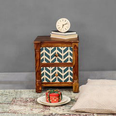 Raison Hand Painted Solid Wood Bedside Table