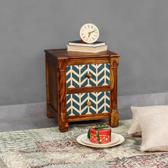 Raison Hand Painted Solid Wood Bedside Table