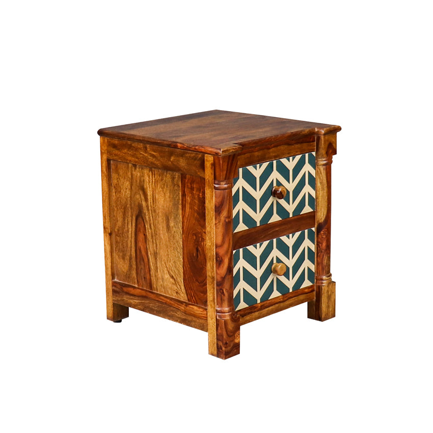 Raison Hand Painted Solid Wood Bedside Table