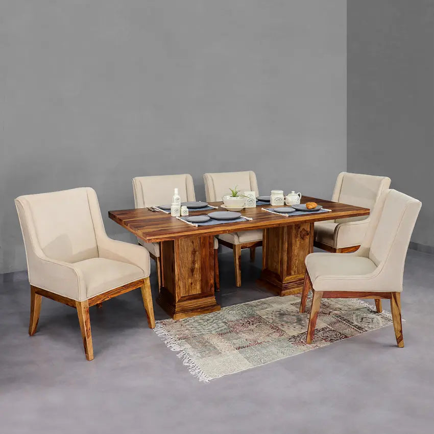 Solid Wood Six Seater Dining Set