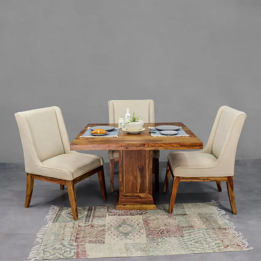 Enrico Solid Wood Four Seater Dining Set