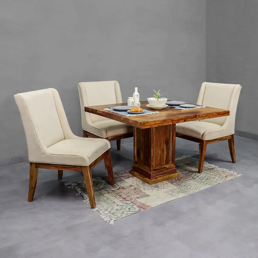 Enrico Solid Wood Four Seater Dining Set