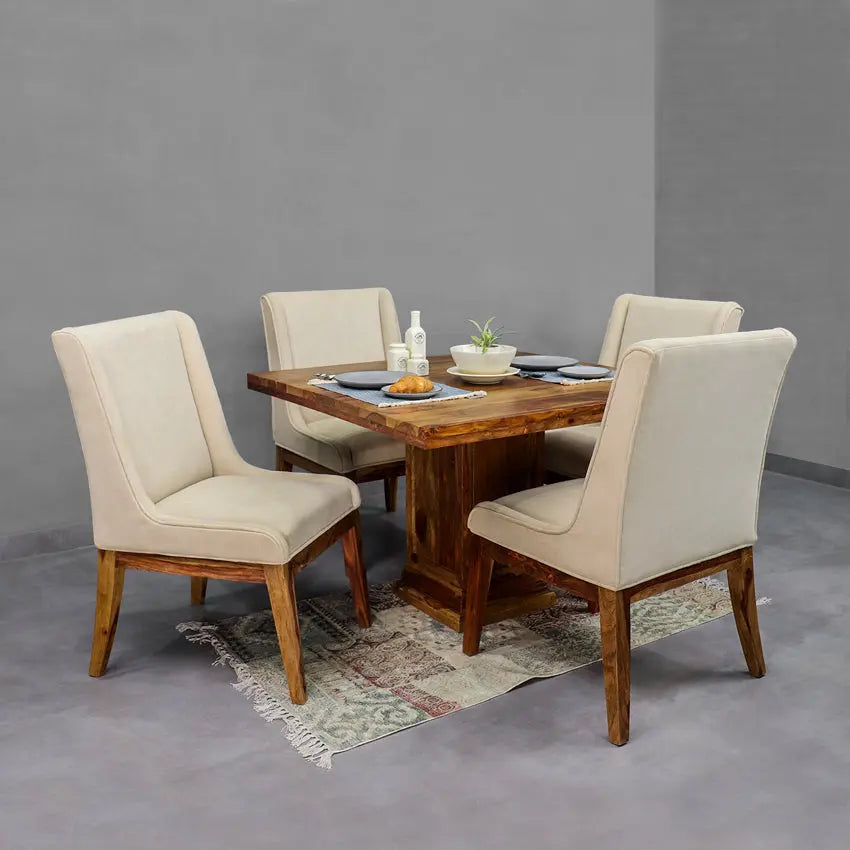 Enrico Solid Wood Four Seater Dining Set