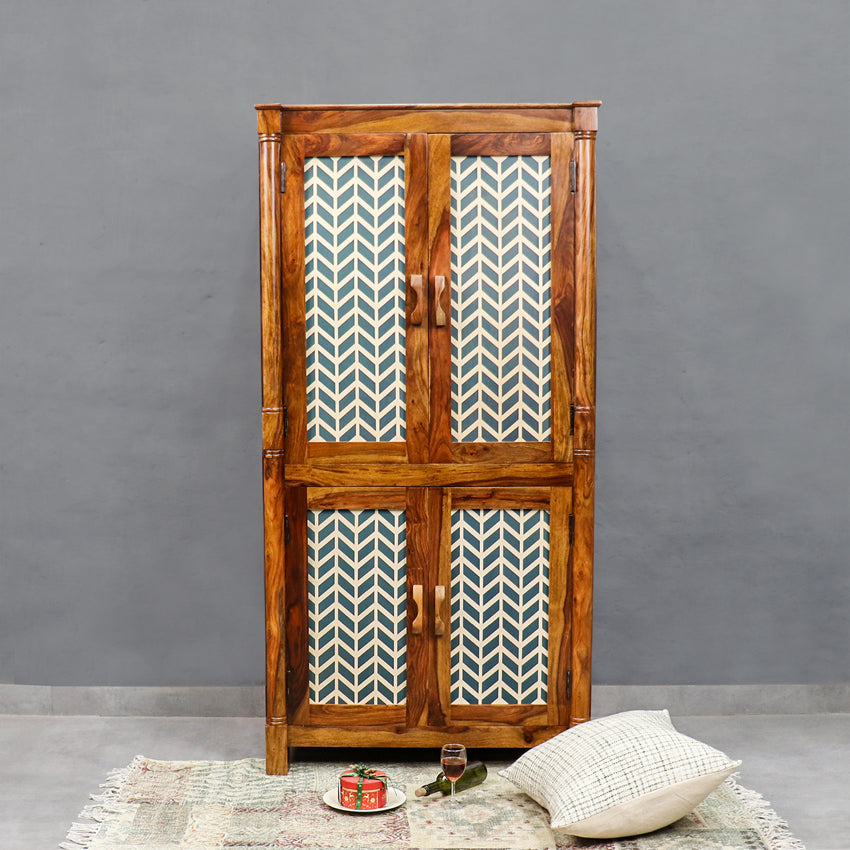 Raison Hand Painted 2 Door Wardrobe - Fabuliv
