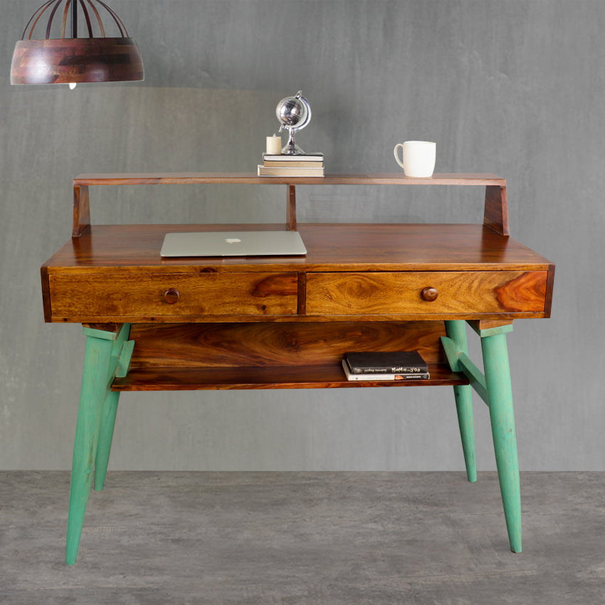 Study Table in Vintage Green with two Drawers